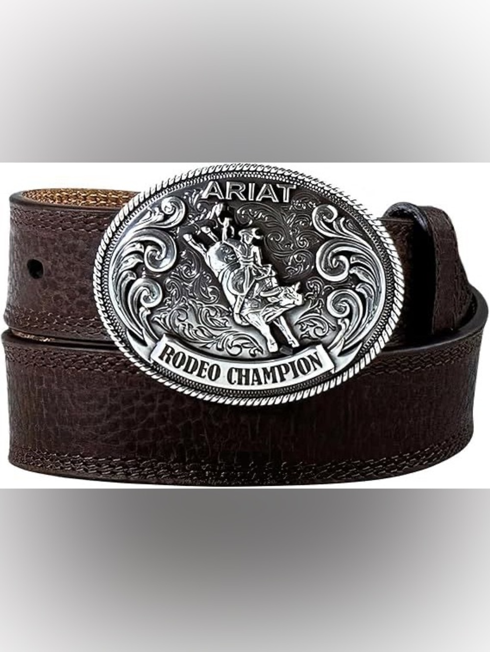 NWOT Ariat Boys Rodeo Champion Leather Belt Brown Size 24 Western Buckle
